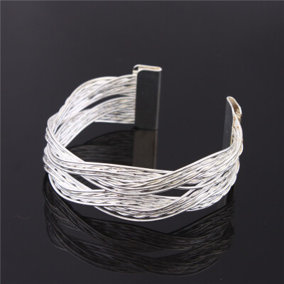 

Fashion Korean Hand Chain Sliver Alloy Braided Twist Hemp Adjustable Bracelet