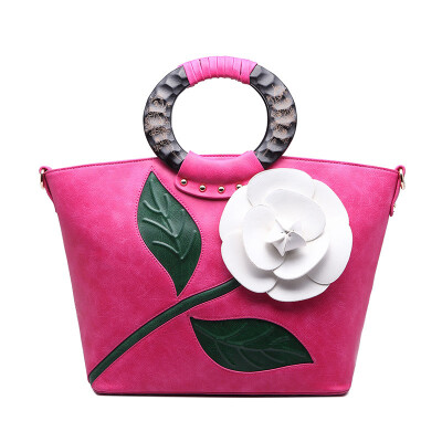 

Luxury brands women leather handbag rose flowers bride tote bag large pretty shoulder bag Messenger bag for girlfriend