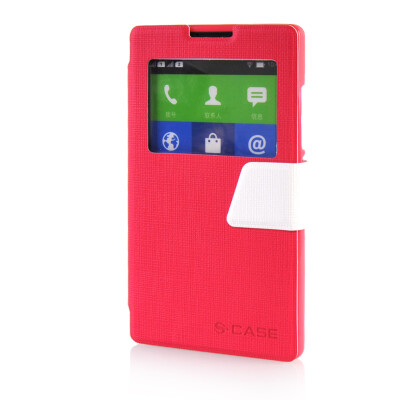 

MOONCASE View Window Leather Side Flip Pouch Ultra Slim Shell Back Case Cover for Nokia XL Hot pink