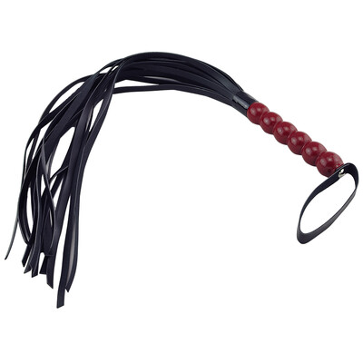 

New Leather Whip Flogger Handle Tassels Restraint Bondage Fetish Black-470034S