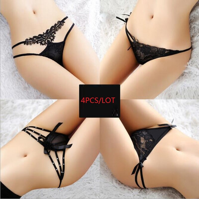 

4PC LOT ladies underwear sexy perspective hollow thong low waist sexy T pants