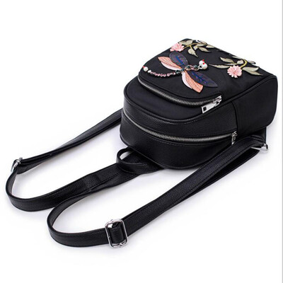 

2018 Spring&Summer New Womens Backpack Rhinestone 3D Embroidery Dragonfly Fashion Shoulder Bag