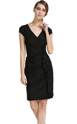 

Womens Cap Sleeve V neck Bodycon Party Dress