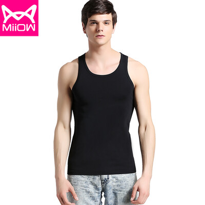 

Cat Man MiiOW vest mens vest summer sports comfortable jacket half sleeve Slim sleeveless shirt T-shirt thin section four color optional pure black XXL