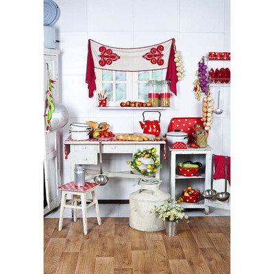 

Red Flowers White Clouds Background 57FT Vinyl Fabric Cloth Digital Printing Photo Studio Backdrop -3034