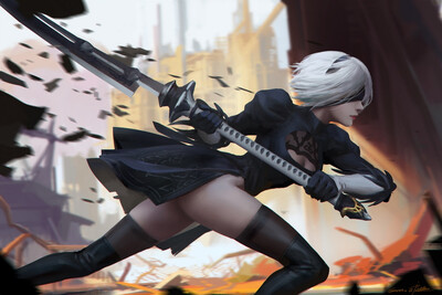 

anime yorha unit no 2 type b nier automata ichao living room home art decor fabric posters prints