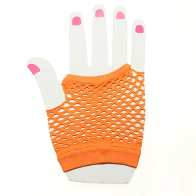 

MyMei NEW SHORT FISHNET FANCY DRESS FINGERLESS GLOVES NEON COLOURS FOR 80s DANCE TUTU
