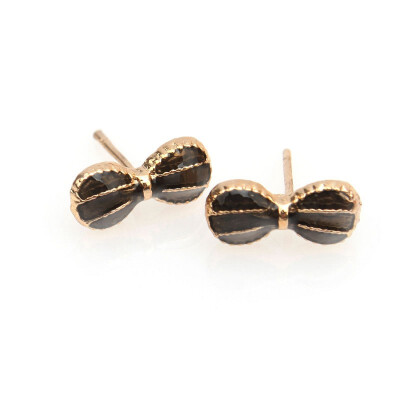 

Sweet Cute Bow Bowknot Stud Earrings Free Postage 1PAIR BLACK