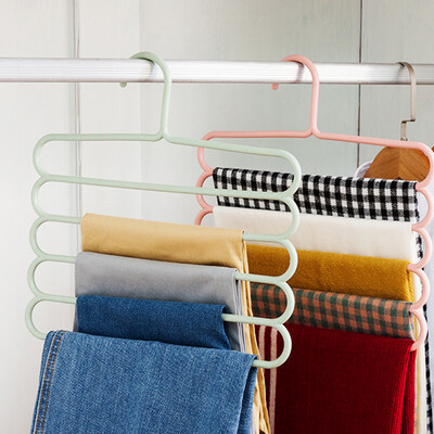 

5 Tier Iron Racks S Shape Trousers Hanger Clothing Wardrobe Storage Organization Drying Hanger 1PC