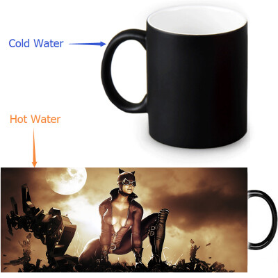 

Cat Woman 350ml12oz Heat Reveal Mug Color Change Coffee Cup Sensitive Morphing Mugs Magic Mug Milk Tea Cups