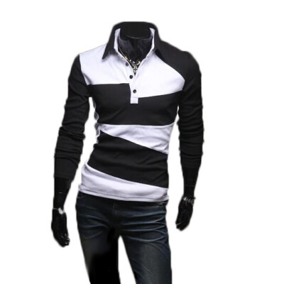 

Zogaa Mens Polo Shirt Contrast Color Fashion Slim Korean