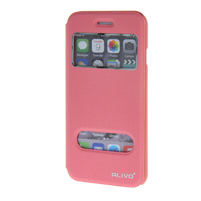 

MOONCASE Apple iPhone 6 Plus ( 5.5 inch ) чехол Double Window View Leather Flip Bracket Back чехол Cover Pink