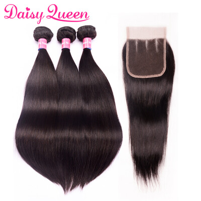 

3 Bundles Straight Peruvian Virgin Hair With Closure Peruvian Straight Hair With Closure Cheap Human Hair With Closure And Bundles