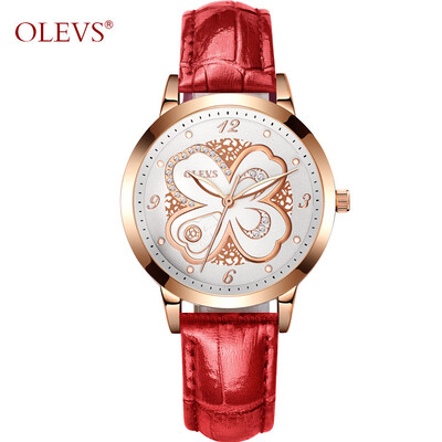 

Relogio feminino OLEVS Модные женские часы Red Leather Ladies Watch Роскошный дизайн бабочки Водонепроницаемый наручные часы reloj mujer