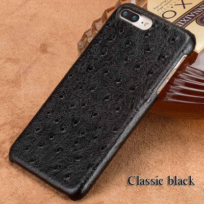 

Genuine Leather Phone Case For iPhone 7 8 Plus Case Ostrich Texture Back Cover For X 6 6S Plus Case