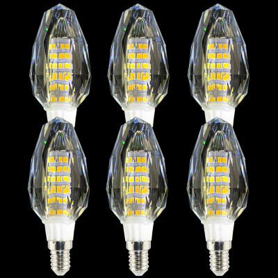 

6Pcslot LED Bulb Crystal Lamp 5W 7W Warm White E14 Screw LED Ultra Brightness 110V 220 Home Lighting Crystal Pendant High light