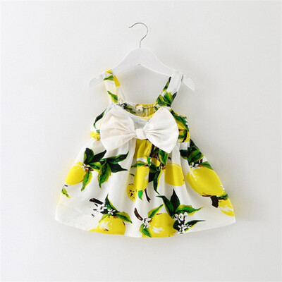 

Girl childrens wear summer new south Korean fashion print big bow tie skirt