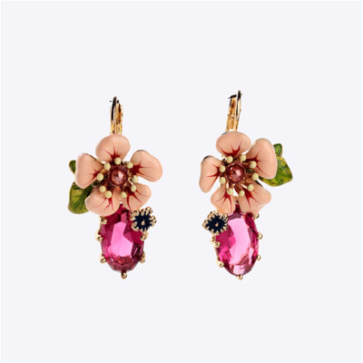 

Aiyaya New Arrival Multicolor Camellia Flower Ruby Sapphire Cushion-cut 10kt Gold Plated Drop Earrings