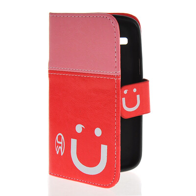 

MOONCASE Leather Side Flip Wallet Card Slot Pouch Stand Shell Back ЧЕХОЛ ДЛЯ Samsung Galaxy Core I8260 I8262 Pink Red