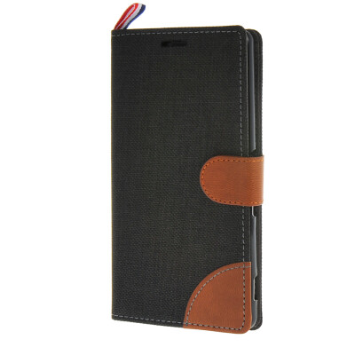 

MOONCASE Denim Style Flip Wallet Card Pouch Bracket Back Case Cover for Sony Xperia Z4 Black