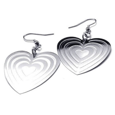 

Hpolw Stainless Steel Heart Shape Earrings Set, 2pcs, Color Silver