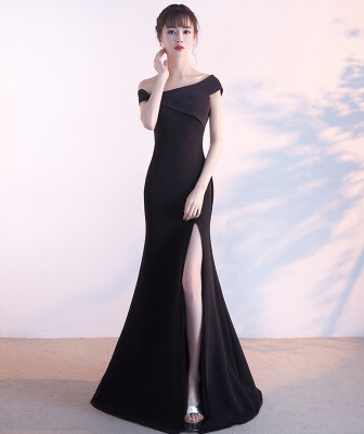 

One-Shoulder Bridal Toast Dress Korean Fashion Long Sexy Fishtail Evening Dress