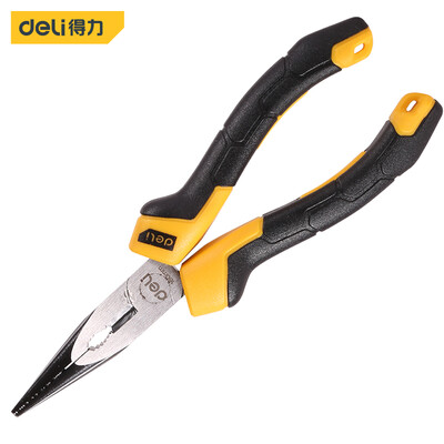 

Deli deli plastic handle needle-nosed pliers 60th chrome vanadium steel clamping pliers handle PVC rubber pliers 6 inch DL2106Z