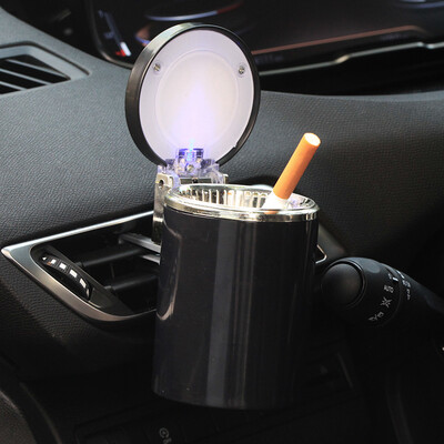 

KOOLIFE car outlet ashtray with lights car ashtray with cover creative car interior accessories ashtray car ash barrel car accessories ashtray black