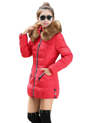 

New Women Winter Cotton Padded Coat Warm Puffer Jacket Fur Collar Slim Outerwear