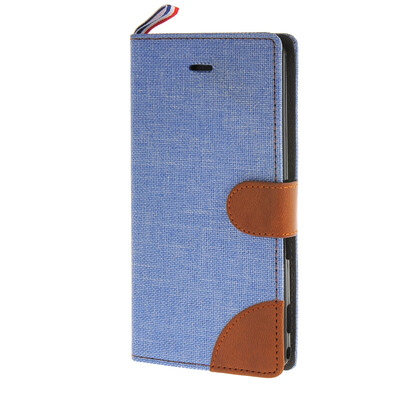 

MOONCASE Denim Style Flip Wallet Card Pouch Bracket Back чехол для Cover Sony Xperia M2 синий