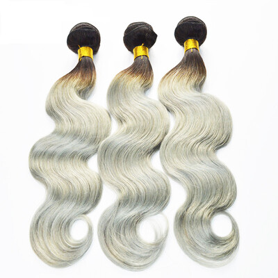 

Human Virgin Hair Ombre Brazilian Body Wave 5 Bundles for Black Women Sew In Weft 8A Top Grade 1B Grey Hair Weave Extension Full