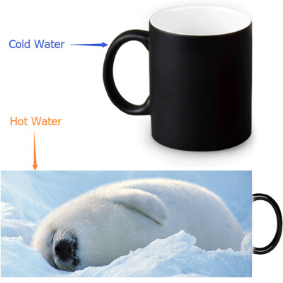 

Harp Seal 350ml / 12oz Heat Reveal Mug Color Change Чашка кофе Чувствительные морфинг-кружки Волшебная чашка для чайных чашек