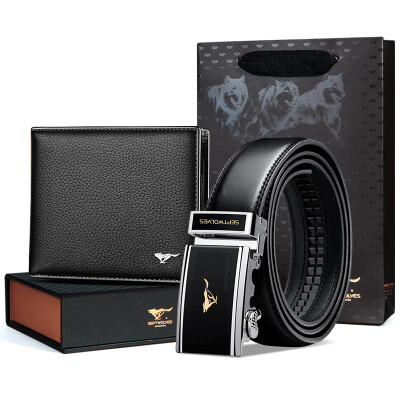 

Seven wolves SEPTWOLVES mens belt gift box wallet mens belt fashion simple suit L7323 black