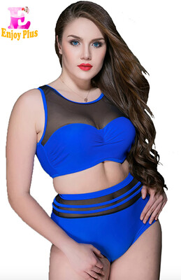 

3XL 4XL 5XL plus size chest 95-124 cm summer 2018 women bikini big size triangle swimsuit high waist tow piece set