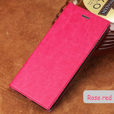 

Genuine Leather flip Case For iPhone 6 7 8 Plus X Oil Wax Leather Suction cup phone cover