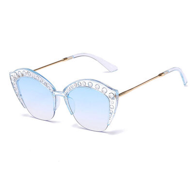 

LIKEU'S Модные женские солнцезащитные очки Diamond half frame Дизайнер с бриллиантами Роскошные женские кошачьи солнцезащитные очки для глаз