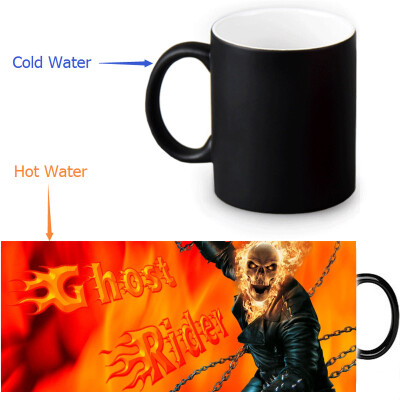 

GHOST RIDER 350ml12oz Heat Reveal Mug Color Change Coffee Cup Sensitive Morphing Mugs Magic Mug Milk Tea Cups