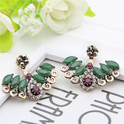 

New Turkish Crystal Earrings Antique Gold Color 2PCS Adjustable Length Wings Earrings Women Ethnic Jewelry Turkey Retro Bijoux