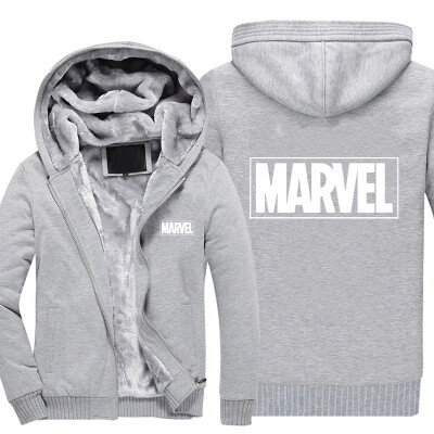 

2018 New USA SIZE Men Winter Autumn Hoodies MARVEL pattern Fleece Coat Baseball Uniform Sportswear Jacket wool