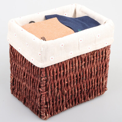

Youjialiangpin corn skin steel frame rope storage storage basket handmade rattan storage basket creative straw multi-purpose storage box rectangular deep coffee
