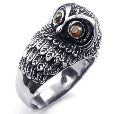 

Hpolw hot selling new men dress accessories sandybrown ring Vintage fashion Owl Rings European style fashion casual crystal ring