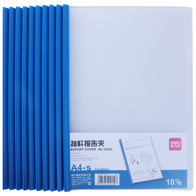 

Effective deli 33223 A4 drawer folder report clip set 10 bag blue