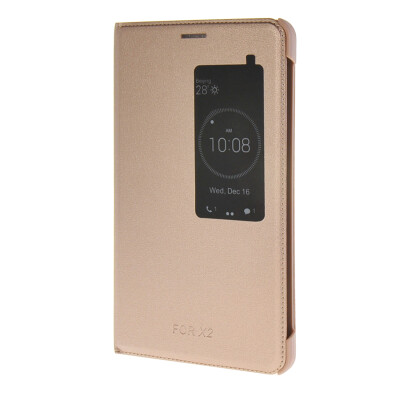

MOONCASE Slim Leather Side Flip Bracket Window Case Cover for Huawei Honor X2 Gold