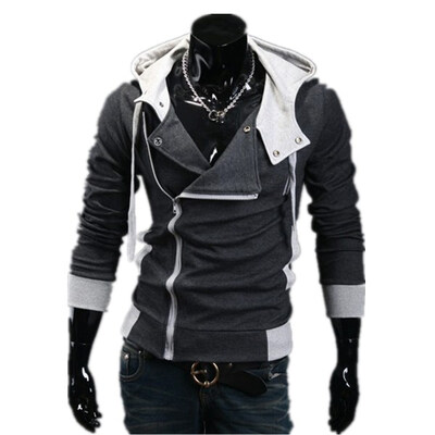 

Zogaa New Korean Men's Hoodie Slim Oblique Zipper