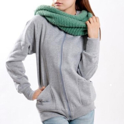 

CT&HF Women Movement Style Fashion Fleece Korea Leisure Contracted Fleece Winter Thick Solid Color Zipper Coat