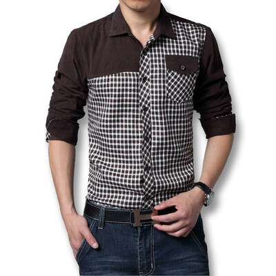 

Plaid Men Shirts Spring Autumn 2016 Mens Fashion Long Sleeved Casual Cotton Men Shirts New Style Dress Shirts Hot Sale