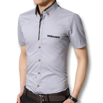 

New Arrivals Men Shirts 2016 Spring Summer Dress Casual Men Shirts Shorts Sleeves Shirts Printed Men Shirts Hot Sale Plus