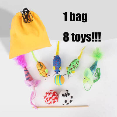 

Pet Cat Catnip Big Gift Bag Toy 1 Bag 8 Toys Cat Mouse Fish And ball Toy