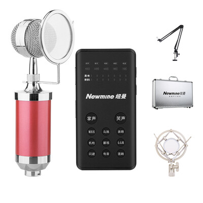 

Newman MC09 live call wheat external sound card microphone universal anchor mobile computer fast special karaoke anchor microphone microphone recording equipment set black