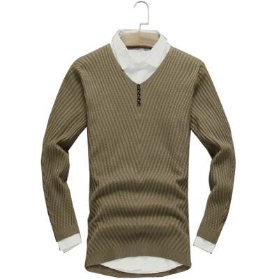 

Men Casual Knit Sweater Slim knitwear Pullover jumper Fashion T-shirt V-Neck
